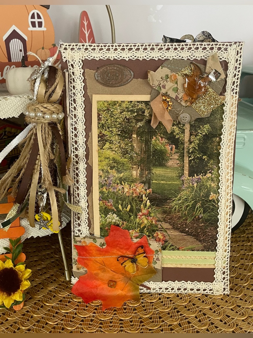 Handcrafted Autumn Garden junk journal- Brown and Orange